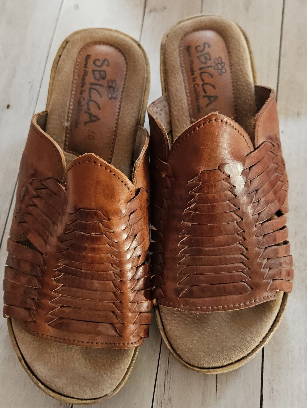 Sbicca Woven Leather Wedge